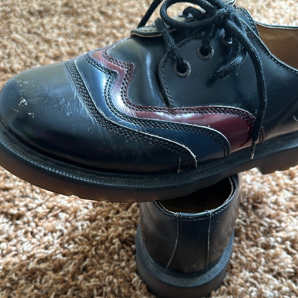 1990s Dr.Martens Black Blue and Red Leather Men’s Loafers Size 4 - Picture 9 of 9